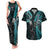 Custom New Zealand Tiki Tennis Couples Matching Tank Maxi Dress and Hawaiian Shirt 2024 Aotearoa Tenehi Maori Silver Fern - Turquoise LT14 Turquoise - Polynesian Pride