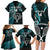 Custom New Zealand Tiki Tennis Family Matching Long Sleeve Bodycon Dress and Hawaiian Shirt 2024 Aotearoa Tenehi Maori Silver Fern - Turquoise LT14 - Polynesian Pride