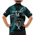 Custom New Zealand Tiki Tennis Family Matching Mermaid Dress and Hawaiian Shirt 2024 Aotearoa Tenehi Maori Silver Fern - Turquoise LT14 - Polynesian Pride