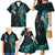 Custom New Zealand Tiki Tennis Family Matching Mermaid Dress and Hawaiian Shirt 2024 Aotearoa Tenehi Maori Silver Fern - Turquoise LT14 - Polynesian Pride