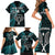 Custom New Zealand Tiki Tennis Family Matching Short Sleeve Bodycon Dress and Hawaiian Shirt 2024 Aotearoa Tenehi Maori Silver Fern - Turquoise LT14 - Polynesian Pride