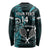 Custom New Zealand Tiki Tennis Long Sleeve Shirt 2024 Aotearoa Tenehi Maori Silver Fern - Turquoise LT14 - Polynesian Pride