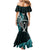 Custom New Zealand Tiki Tennis Mermaid Dress 2024 Aotearoa Tenehi Maori Silver Fern - Turquoise LT14 - Polynesian Pride