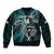 Custom New Zealand Tiki Tennis Sleeve Zip Bomber Jacket 2024 Aotearoa Tenehi Maori Silver Fern - Turquoise LT14 - Polynesian Pride