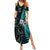 Custom New Zealand Tiki Tennis Summer Maxi Dress 2024 Aotearoa Tenehi Maori Silver Fern - Turquoise LT14 Women Turquoise - Polynesian Pride