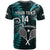 Custom New Zealand Tiki Tennis T Shirt 2024 Aotearoa Tenehi Maori Silver Fern - Turquoise LT14 - Polynesian Pride