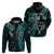 Custom New Zealand Tiki Tennis Zip Hoodie 2024 Aotearoa Tenehi Maori Silver Fern - Turquoise LT14 - Polynesian Pride