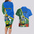 Personalised Halo Olaketa Solomon Islands Couples Matching Long Sleeve Bodycon Dress and Hawaiian Shirt Coat Of Arms With Tropical Flowers Flag Style LT14 - Polynesian Pride