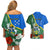 Personalised Halo Olaketa Solomon Islands Couples Matching Off Shoulder Short Dress and Hawaiian Shirt Coat Of Arms With Tropical Flowers Flag Style LT14 - Polynesian Pride