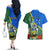 Personalised Halo Olaketa Solomon Islands Couples Matching Off The Shoulder Long Sleeve Dress and Hawaiian Shirt Coat Of Arms With Tropical Flowers Flag Style LT14 - Polynesian Pride