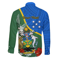Personalised Halo Olaketa Solomon Islands Family Matching Long Sleeve Bodycon Dress and Hawaiian Shirt Coat Of Arms With Tropical Flowers Flag Style LT14 - Polynesian Pride