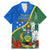 Personalised Halo Olaketa Solomon Islands Family Matching Mermaid Dress and Hawaiian Shirt Coat Of Arms With Tropical Flowers Flag Style LT14 Dad's Shirt - Short Sleeve Green - Polynesian Pride