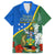 Personalised Halo Olaketa Solomon Islands Family Matching Puletasi and Hawaiian Shirt Coat Of Arms With Tropical Flowers Flag Style LT14 Dad's Shirt - Short Sleeve Green - Polynesian Pride