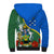 Personalised Halo Olaketa Solomon Islands Sherpa Hoodie Coat Of Arms With Tropical Flowers Flag Style LT14 - Polynesian Pride