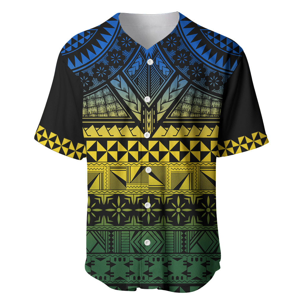 Halo Olaketa Solomon Islands Baseball Jersey Melanesian Tribal Pattern Gradient Version LT14 Black - Polynesian Pride