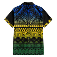 Halo Olaketa Solomon Islands Family Matching Off Shoulder Long Sleeve Dress and Hawaiian Shirt Melanesian Tribal Pattern Gradient Version LT14 - Polynesian Pride