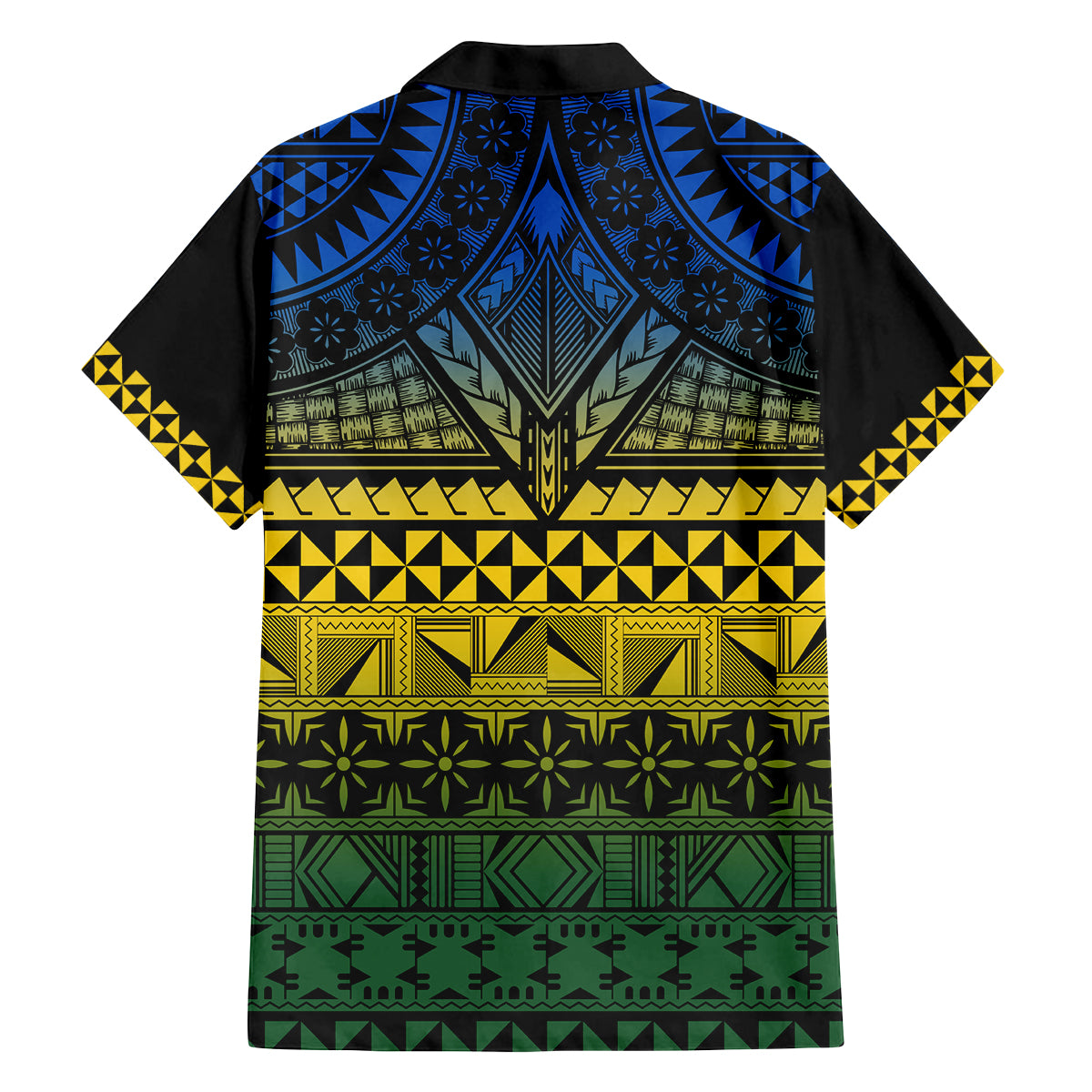 Halo Olaketa Solomon Islands Family Matching Off Shoulder Maxi Dress and Hawaiian Shirt Melanesian Tribal Pattern Gradient Version LT14 - Polynesian Pride
