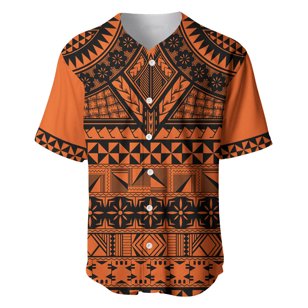 Halo Olaketa Solomon Islands Baseball Jersey Melanesian Tribal Pattern Orange Version LT14 Orange - Polynesian Pride