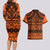 Halo Olaketa Solomon Islands Couples Matching Long Sleeve Bodycon Dress and Hawaiian Shirt Melanesian Tribal Pattern Orange Version LT14 - Polynesian Pride