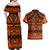 Halo Olaketa Solomon Islands Couples Matching Off Shoulder Maxi Dress and Hawaiian Shirt Melanesian Tribal Pattern Orange Version LT14 - Polynesian Pride