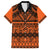 Halo Olaketa Solomon Islands Family Matching Off Shoulder Maxi Dress and Hawaiian Shirt Melanesian Tribal Pattern Orange Version LT14 Dad's Shirt - Short Sleeve Orange - Polynesian Pride