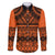 Halo Olaketa Solomon Islands Family Matching Off Shoulder Short Dress and Hawaiian Shirt Melanesian Tribal Pattern Orange Version LT14 Dad's Shirt - Long Sleeve Orange - Polynesian Pride