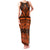 Halo Olaketa Solomon Islands Family Matching Tank Maxi Dress and Hawaiian Shirt Melanesian Tribal Pattern Orange Version LT14 Mom's Dress Orange - Polynesian Pride