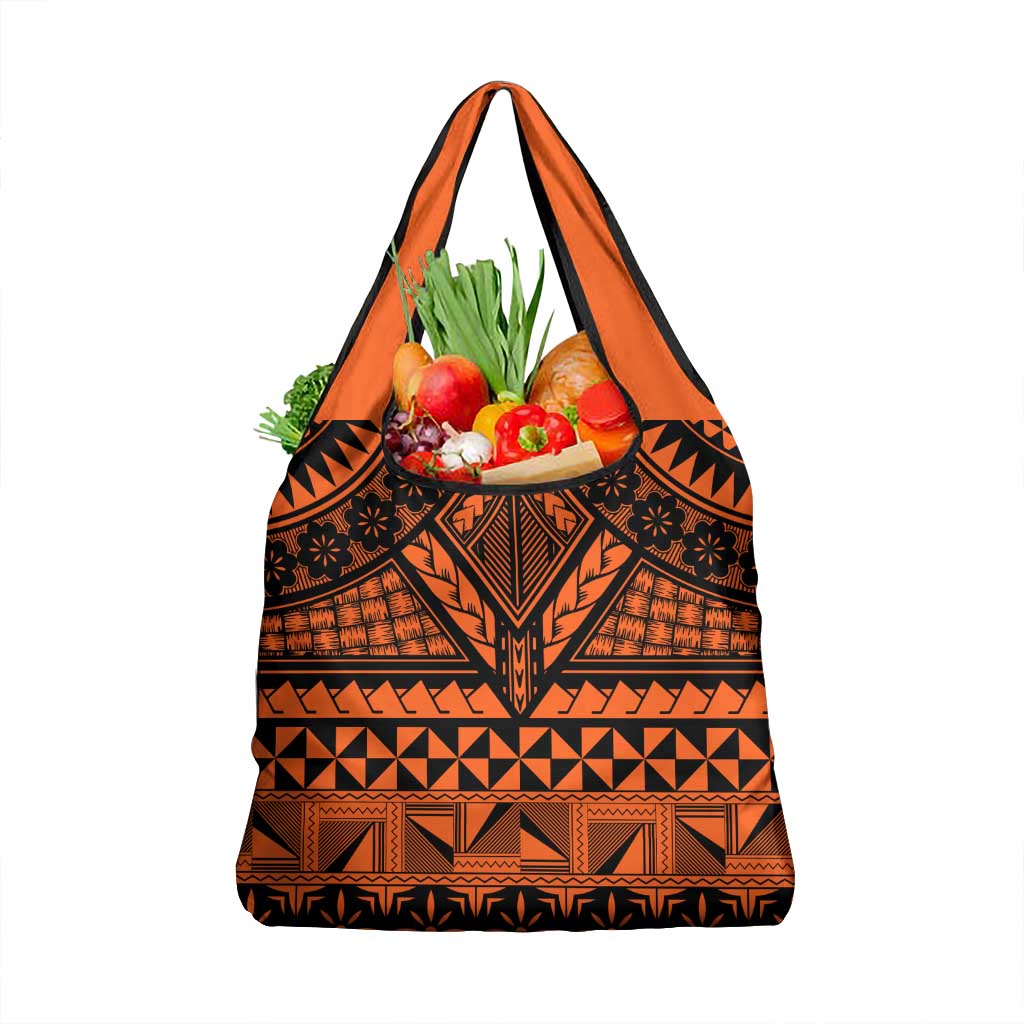 Halo Olaketa Solomon Islands Grocery Bag Melanesian Tribal Pattern Orange Version