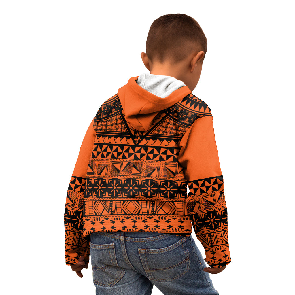 Halo Olaketa Solomon Islands Kid Hoodie Melanesian Tribal Pattern Orange Version LT14 - Polynesian Pride