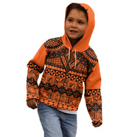 Halo Olaketa Solomon Islands Kid Hoodie Melanesian Tribal Pattern Orange Version LT14 - Polynesian Pride