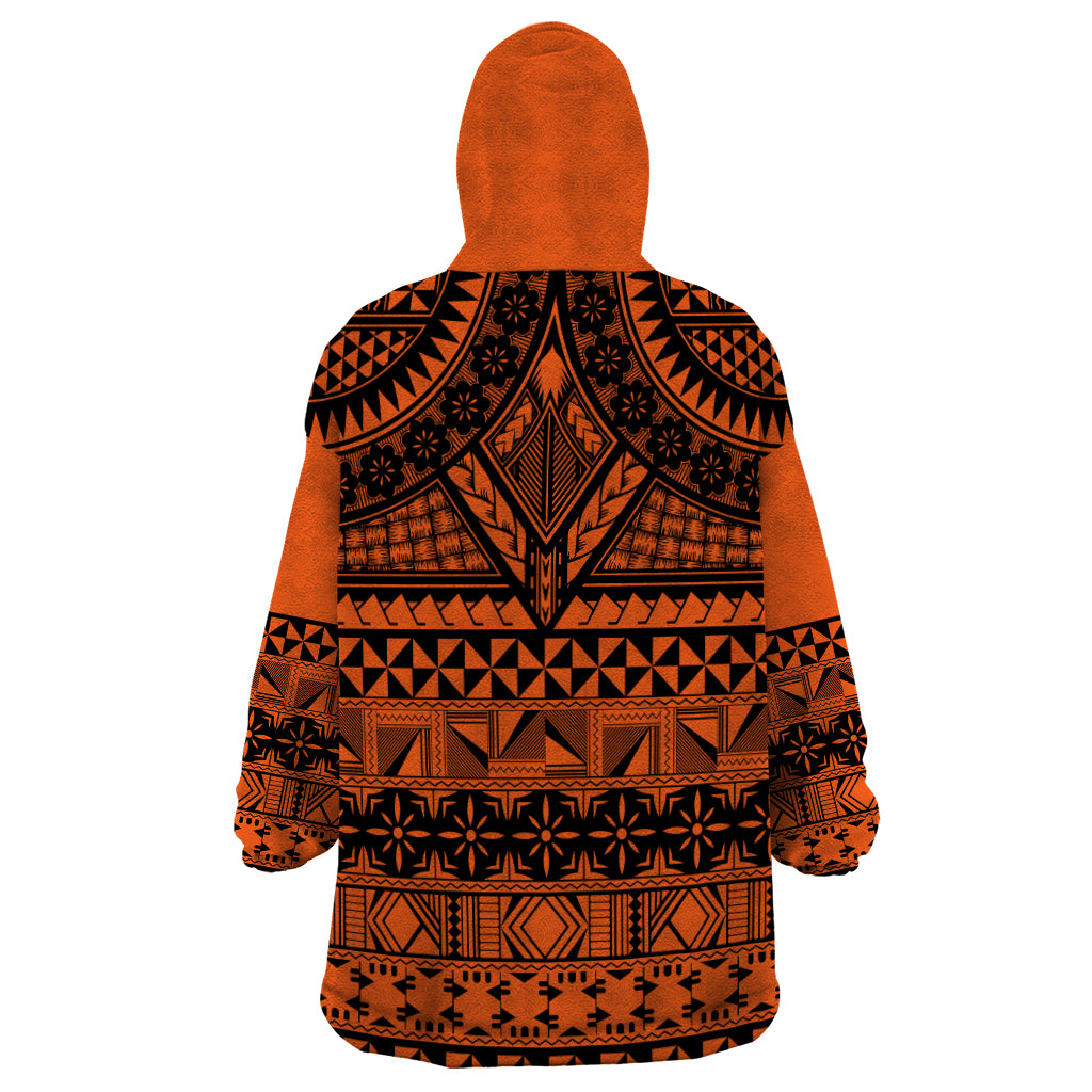 Halo Olaketa Solomon Islands Wearable Blanket Hoodie Melanesian Tribal Pattern Orange Version LT14 - Polynesian Pride