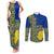 Fakaalofa Lahi Atu Niue Couples Matching Tank Maxi Dress and Long Sleeve Button Shirt Niuean Map With Hiapo Pattern Blue Version LT14 Blue - Polynesian Pride