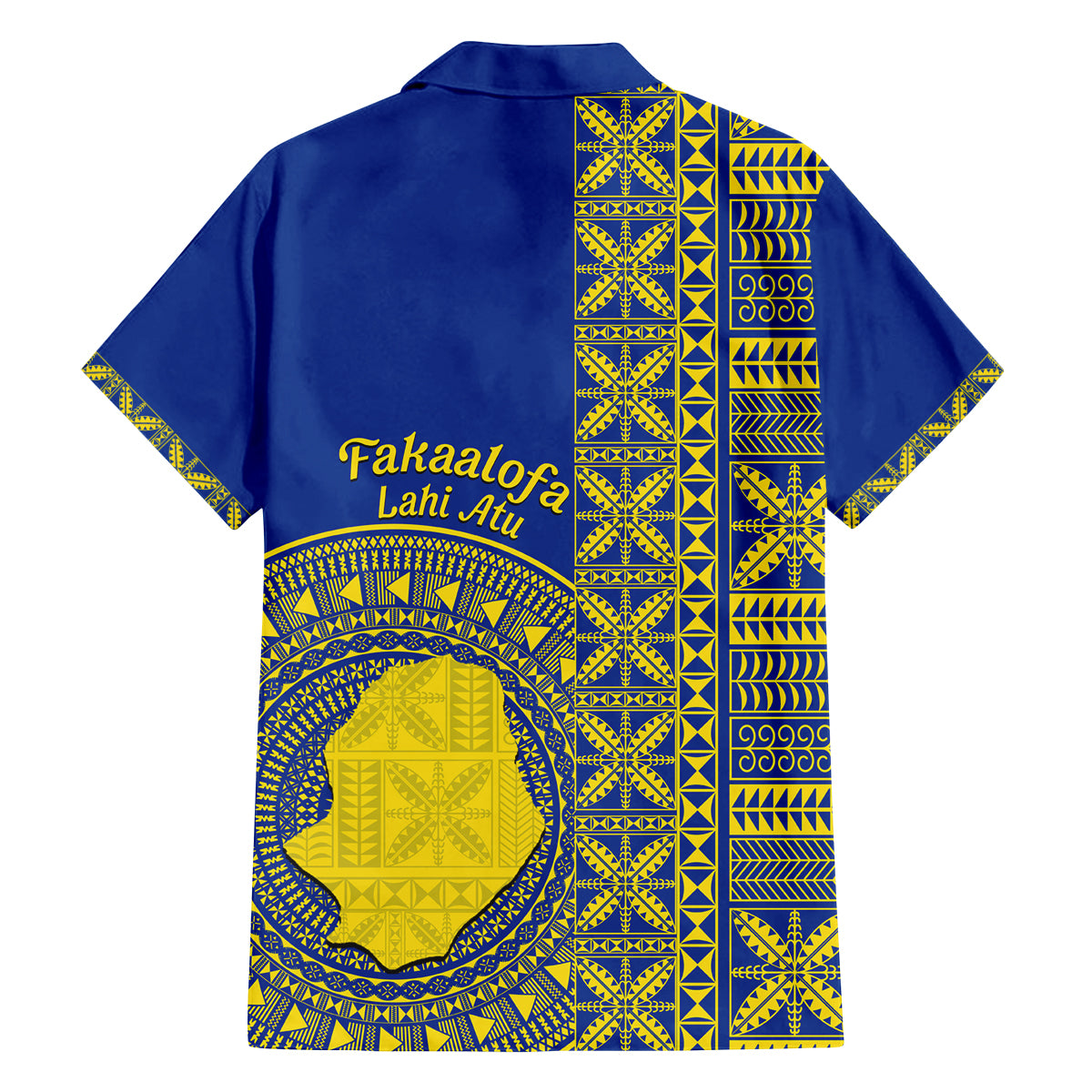 Fakaalofa Lahi Atu Niue Family Matching Off Shoulder Short Dress and Hawaiian Shirt Niuean Map With Hiapo Pattern Blue Version LT14 - Polynesian Pride