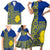 Fakaalofa Lahi Atu Niue Family Matching Short Sleeve Bodycon Dress and Hawaiian Shirt Niuean Map With Hiapo Pattern Blue Version LT14 - Polynesian Pride