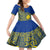 Fakaalofa Lahi Atu Niue Kid Short Sleeve Dress Niuean Map With Hiapo Pattern Blue Version LT14 KID Blue - Polynesian Pride