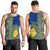 Fakaalofa Lahi Atu Niue Men Tank Top Niuean Map With Hiapo Pattern Blue Version LT14 - Polynesian Pride