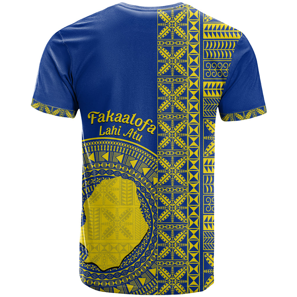 Fakaalofa Lahi Atu Niue T Shirt Niuean Map With Hiapo Pattern Blue Version LT14 - Polynesian Pride