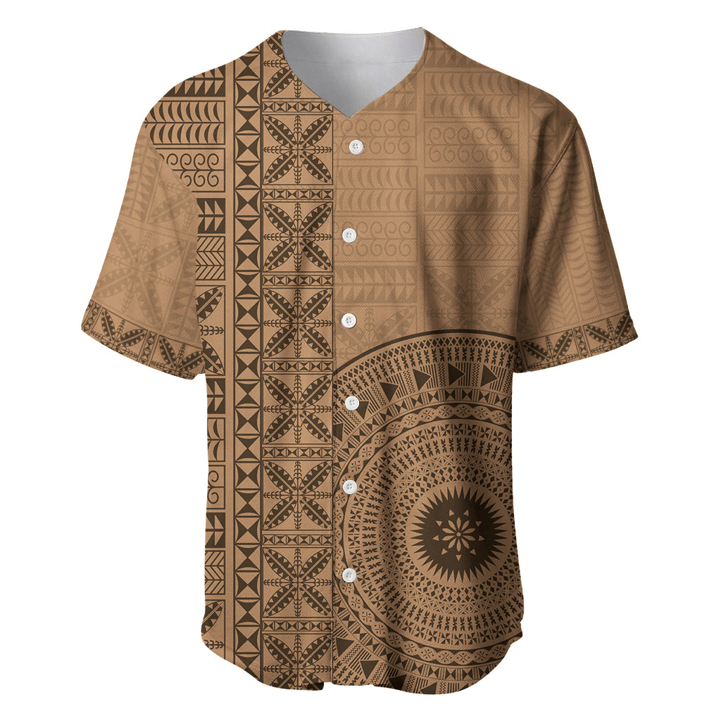 Fakaalofa Lahi Atu Niue Baseball Jersey Vintage Hiapo Pattern Brown Version LT14 Brown - Polynesian Pride