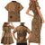 Fakaalofa Lahi Atu Niue Family Matching Short Sleeve Bodycon Dress and Hawaiian Shirt Vintage Hiapo Pattern Brown Version LT14 - Polynesian Pride