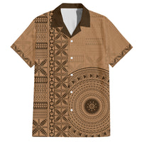 Fakaalofa Lahi Atu Niue Family Matching Summer Maxi Dress and Hawaiian Shirt Vintage Hiapo Pattern Brown Version LT14 Dad's Shirt - Short Sleeve Brown - Polynesian Pride