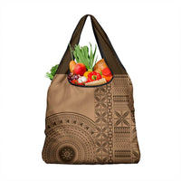 Fakaalofa Lahi Atu Niue Grocery Bag Vintage Hiapo Pattern Brown Version LT14 1-pack One Size Brown - Polynesian Pride