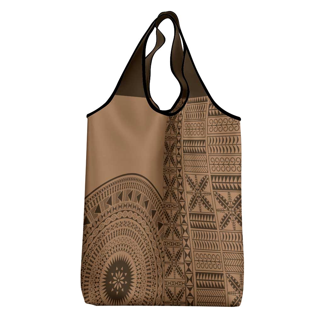 Fakaalofa Lahi Atu Niue Grocery Bag Vintage Hiapo Pattern Brown Version LT14 - Polynesian Pride