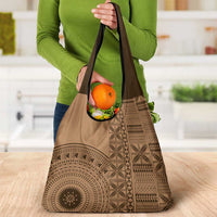 Fakaalofa Lahi Atu Niue Grocery Bag Vintage Hiapo Pattern Brown Version LT14 - Polynesian Pride