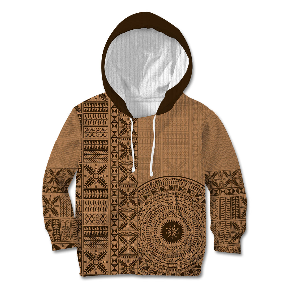 Fakaalofa Lahi Atu Niue Kid Hoodie Vintage Hiapo Pattern Brown Version LT14 Hoodie Brown - Polynesian Pride