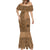 Fakaalofa Lahi Atu Niue Mermaid Dress Vintage Hiapo Pattern Brown Version LT14 - Polynesian Pride