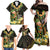 Hawaii Saint Patrick's Day Family Matching Off Shoulder Maxi Dress and Hawaiian Shirt Ukulele Leprechaun Hau'Oli Maoli Oe!