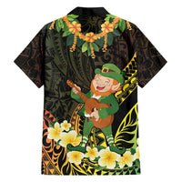 Hawaii Saint Patrick's Day Family Matching Off Shoulder Maxi Dress and Hawaiian Shirt Ukulele Leprechaun Hau'Oli Maoli Oe!