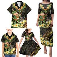 Hawaii Saint Patrick's Day Family Matching Puletasi and Hawaiian Shirt Ukulele Leprechaun Hau'Oli Maoli Oe!