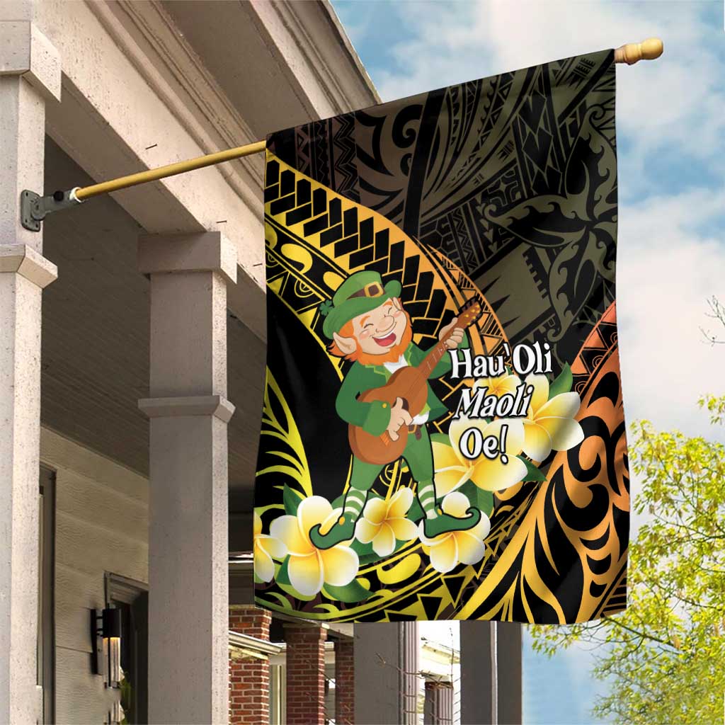 Hawaii Saint Patrick's Day Garden Flag Ukulele Leprechaun Hau'Oli Maoli Oe!