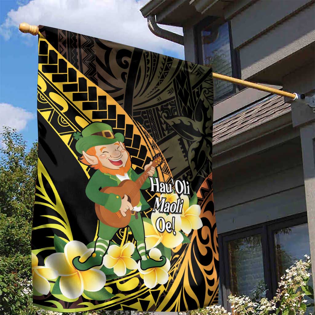 Hawaii Saint Patrick's Day Garden Flag Ukulele Leprechaun Hau'Oli Maoli Oe!